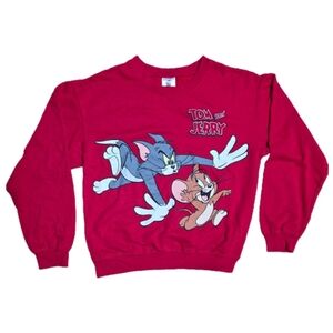 Vintage Tom and Jerry Kids Red Cartoon Graphic‎ Sweatshirt Size M (7-9)
